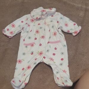 🐻 Carter's Pink and White Floral Footies One Piece